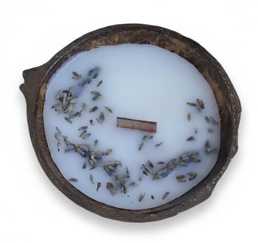 Handmade Coconut Shell Scented Candles with Wooden Wick – Natural Soy Wax Aromatherapy Candles with Dried,Lavender, Rose & Orange – Eco‑Friendly Decorative for Home, Spa & Relaxation.