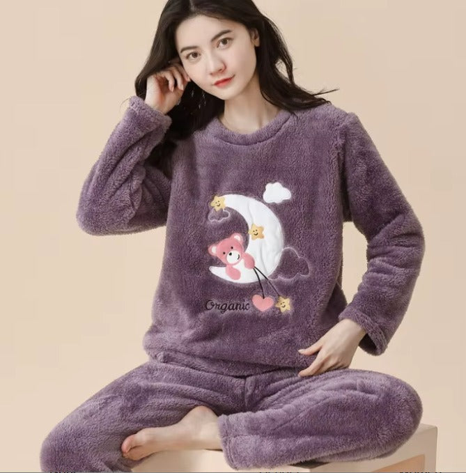 Soft Plush Winter Sleepwear 2pcs Set