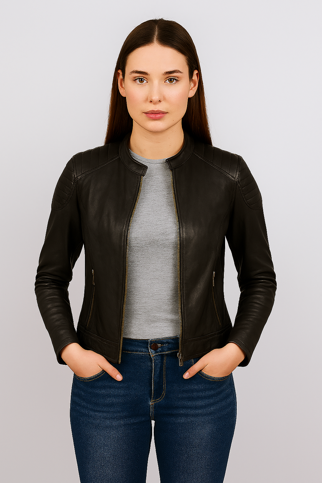 Genuine faux Leather Jacket- Black