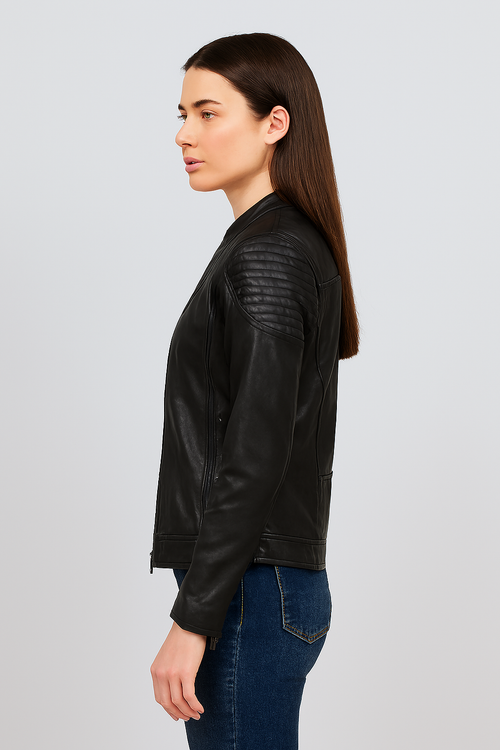 Genuine faux Leather Jacket- Black